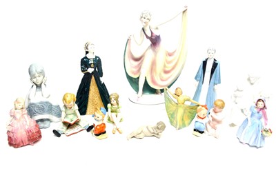 Lot 250 - A collection of figures, including: Royal Doulton and Goebell