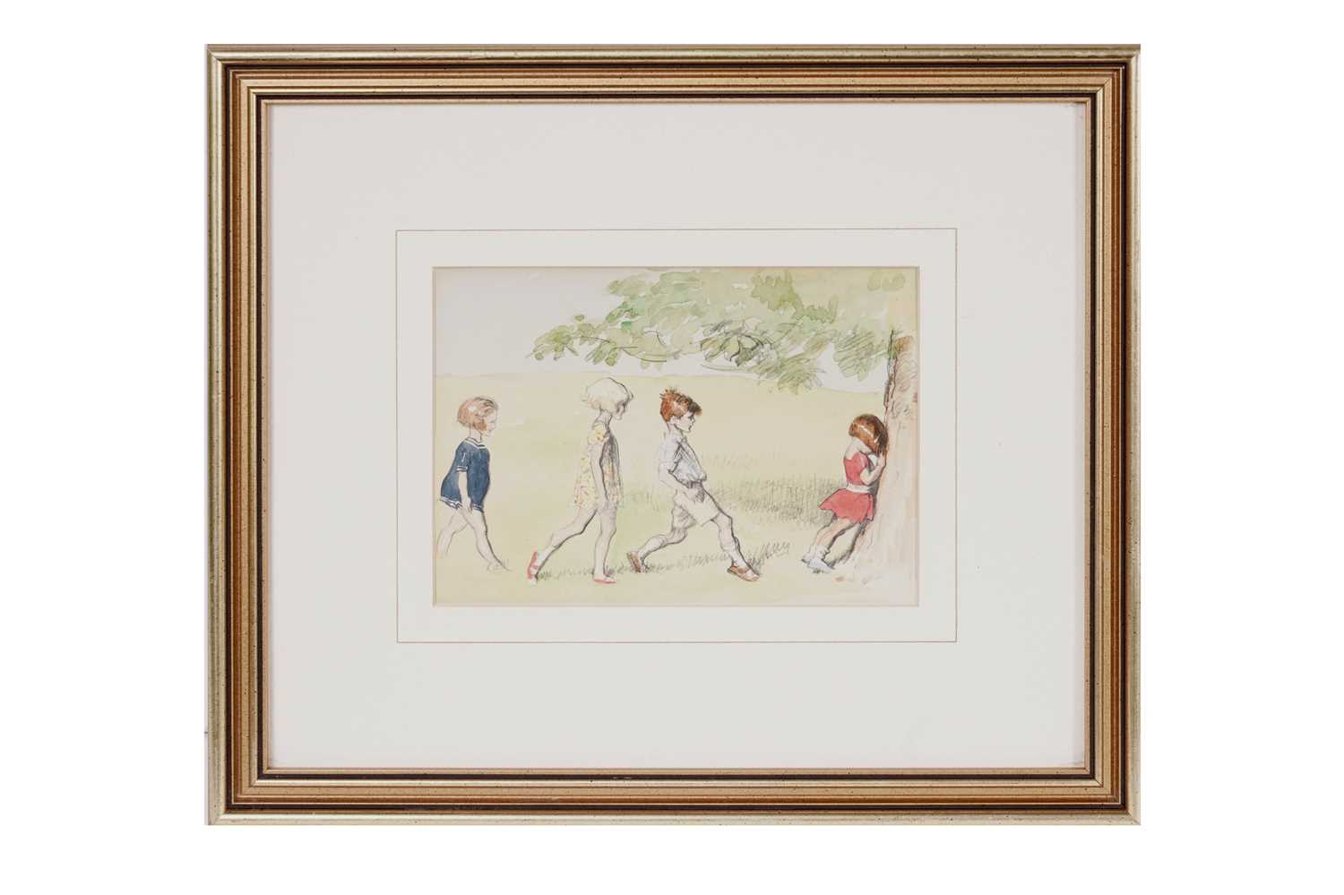 Lot 31 - James Henry Dowd - Children Playing a Game of Sly Fox in the Woods | lithograph and watercolour