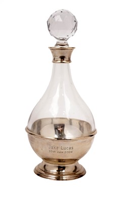 Lot 762 - A silver mounted blown glass decanter and stopper