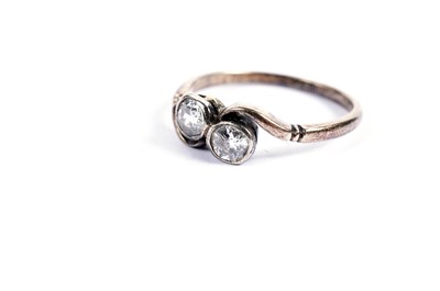 Lot 719 - A two-stone diamond ring