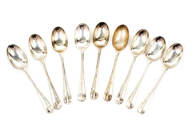 Lot 774 - Nine Sheffield silver teaspoons by Walker and Hall