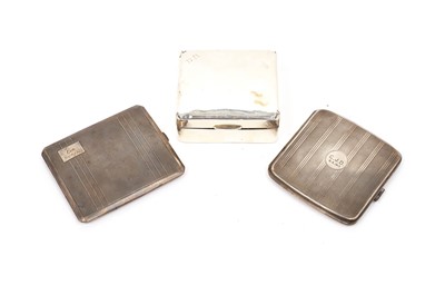 Lot 790 - Two silver cigarette cases; and a silver mounted cigarette box