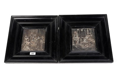 Lot 800 - A pair of late 19th Century deep relief embossed plated copper plaques