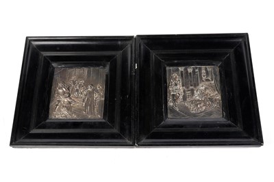 Lot 264 - A pair of late 19th Century deep relief embossed plated copper plaques