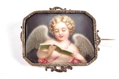 Lot 397 - A 19th Century Continental hand-painted porcelain brooch