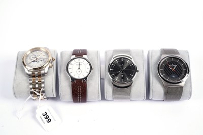 Lot 399 - Four gentlemen's wristwatches by Citizen and Skagen