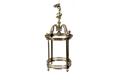 Lot 138 - A French style brass ceiling hanging lantern