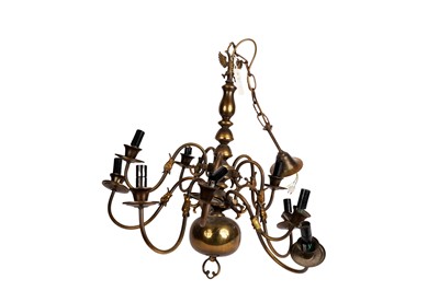 Lot 62 - An early 20th Century brass ten-sconce chandelier