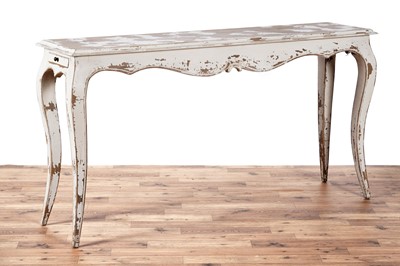 Lot 141 - A rustic white painted French style console table