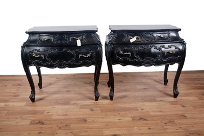 Lot 47 - A pair of modern ebonised French-style bombe chest of drawers