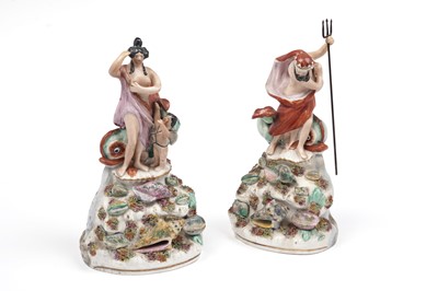 Lot 462 - A pair of Staffordshire figures of Neptune and Venus