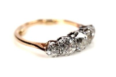 Lot 1250 - A Victorian five stone diamond ring