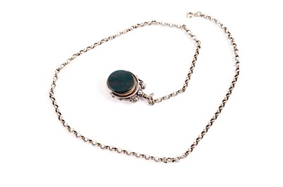 Lot 834 - A Victorian bloodstone and sard swivel pendant