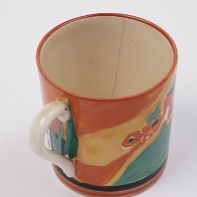 Lot 512 - A Clarice Cliff Bizarre Applique ‘Lucerne’ pattern coffee cup and saucer