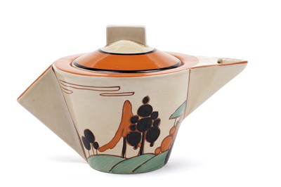 Lot 561 - A Clarice Cliff Fantasque ‘Alpine’ pattern tea pot and cover