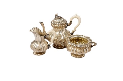 Lot 1436 - A mid-19th Century Belgian silver three-piece tea service