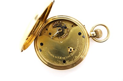 Lot 1059 - J.W. Benson Ltd, London: an 18ct yellow gold cased hunter pocket watch with a carousel movement