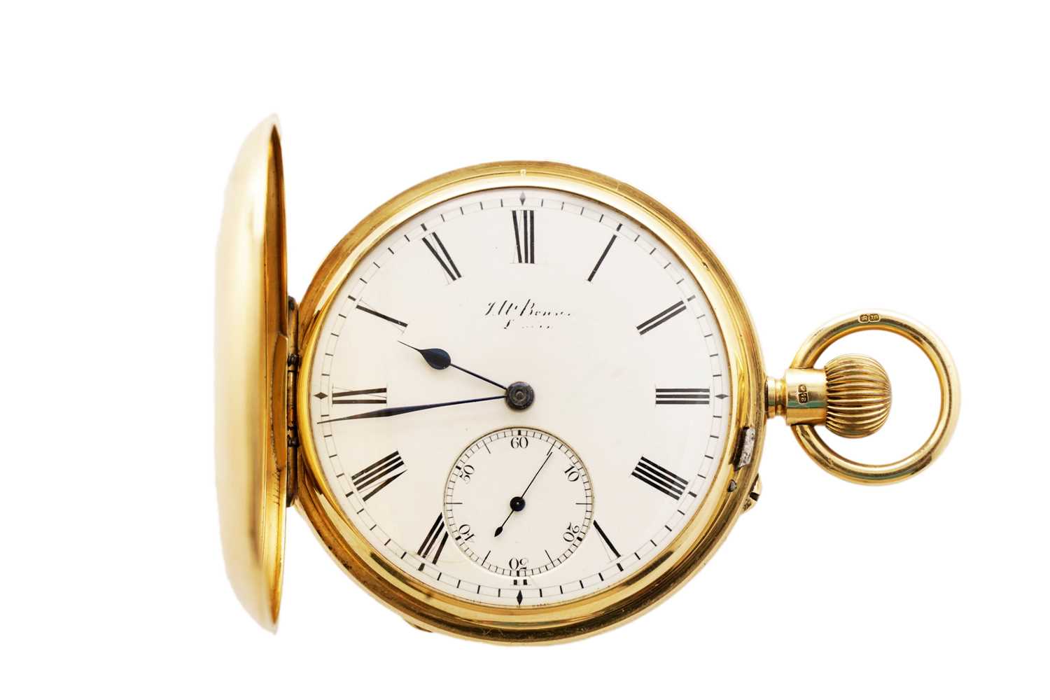 Lot 1059 - J.W. Benson Ltd, London: an 18ct yellow gold cased hunter pocket watch with a carousel movement