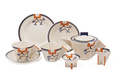 Lot 564 - A Clarice Cliff ‘Ravel’ pattern tea service