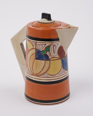 Lot 569 - A Clarice Cliff Fantasque ‘Melon’ pattern conical coffee service