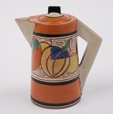 Lot 569 - A Clarice Cliff Fantasque ‘Melon’ pattern conical coffee service