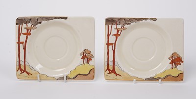 Lot 856 - A Clarice Cliff ‘Coral Firs’ Bonjour pattern coffee service
