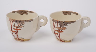 Lot 856 - A Clarice Cliff ‘Coral Firs’ Bonjour pattern coffee service