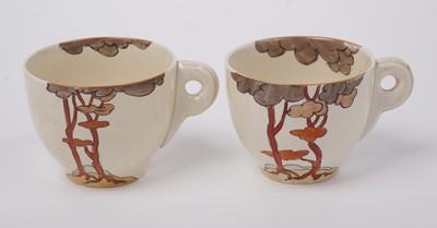 Lot 856 - A Clarice Cliff ‘Coral Firs’ Bonjour pattern coffee service