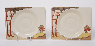 Lot 856 - A Clarice Cliff ‘Coral Firs’ Bonjour pattern coffee service