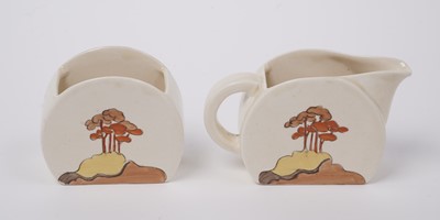Lot 856 - A Clarice Cliff ‘Coral Firs’ Bonjour pattern coffee service