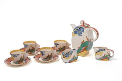 Lot 571 - A Clarice Cliff ‘Secrets’ Bonjour pattern coffee service