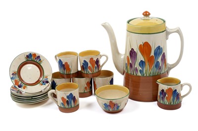 Lot 572 - A Clarice Cliff ‘Crocus’ pattern coffee service