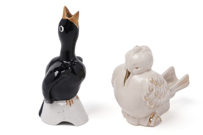 Lot 586 - A Clarice Cliff Bizarre ‘Bird’ pipe rest; and 'Blackbird' pie funnel