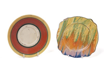 Lot 587 - A Clarice Cliff Fantasque saucer; and a ‘Delecia’ Leda side plate