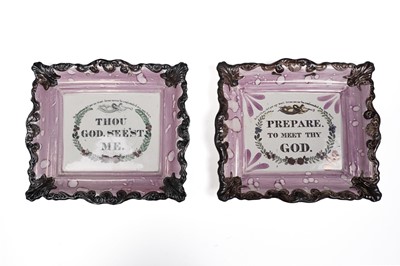 Lot 498 - Two Sunderland lustre motto plaques