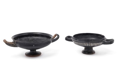 Lot 444 - A Greek blackware Kylix; and another