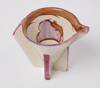 Lot 508 - A Clarice Cliff 'Blue Autumn' pattern cream jug; and a crocus pattern preserve jar and cover