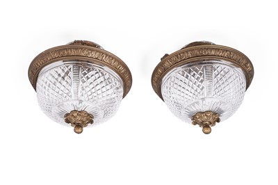 Lot 709 - RMS Olympic interest: a fine pair of ormolu and cut-glass ceiling light fittings