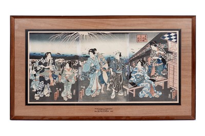 Lot 426 - A Japanese woodblock triptych