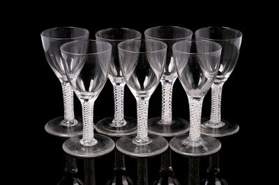 Lot 431 - Seven opaque twist wine glasses