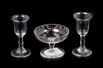 Lot 653 - A small 18th Century sweetmeat glass; and two dram glasses