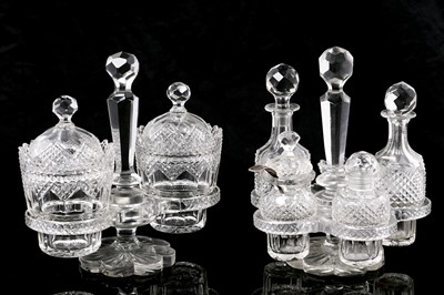 Lot 401 - A Dutch cut-glass cruet and preserve stand.