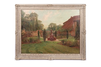 Lot 1094 - Late 19th Century British School - A lady seated in a walled garden | oil