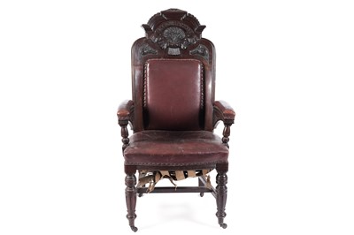 Lot 726 - A Victorian mahogany and leather upholstered armchair