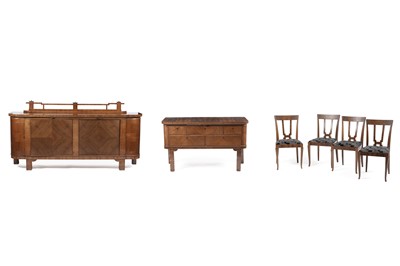 Lot 730 - A WK Deutsch Mobel part Art Deco Walnut Dining Suite