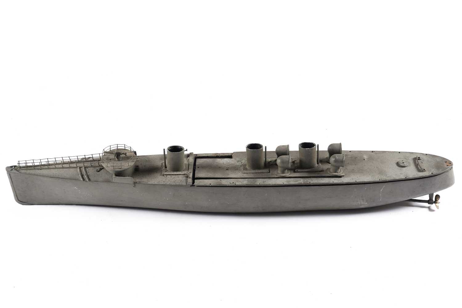 Lot 646 - An early 20th Century scratch-built model of a battleship