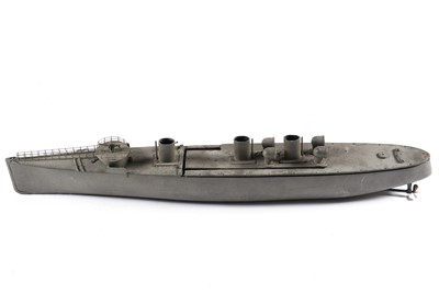 Lot 646 - An early 20th Century scratch-built model of a battleship