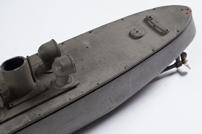 Lot 646 - An early 20th Century scratch-built model of a battleship