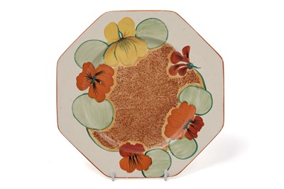 Lot 603 - A Clarice Cliff Bizarre ‘Nasturtium’ pattern octagonal plate