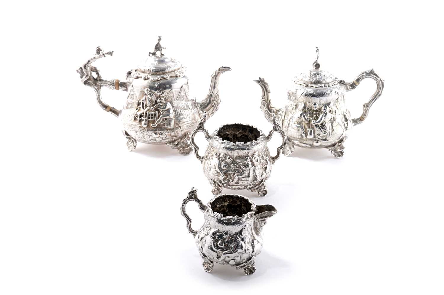 Lot 1437 - A Victorian silver three-piece bachelor’s or afternoon tea set